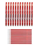 RHardware - 12 penne cancellabili da 0,7 mm e 12 ricariche gel per penne, inchiostro rosso