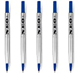 Ricaricabile penna roller Quink di qualità Punta fine 0.5 mm - Compatibile con Parker (5 x INCHIOSTRO BLU)