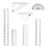 Righello di plastica trasparente 7 pezzi righello di precisione doppio righello con righelli imperiali e metrici, 10 cm, 15 cm, ...