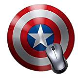 Roomba, tappetino per mouse rotondo in gomma spessa di alta qualità, morbido al tatto, per videogiochi, motivo: scudo Capitan America ...