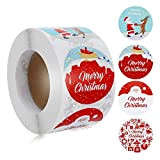 Rotolo di adesivi natalizi, 500 adesivi natalizi adesivi sigillanti, adesivi per etichette, adesivi natalizi per sacchetti regalo, sacchetti di carta