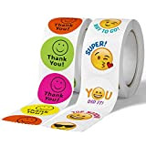 Rotolo di adesivi smiley,CHENKEE 1000 pezzi 2,5 cm Adesivi Colorati Smiley Adesivi Circolari Happy Smile Adesivi Ricompensa per insegnanti e ...