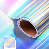 Rotolo di vinile olografico in vinile arcobaleno - 30,5 x 250 cm, lucido metallizzato adesivo permanente in vinile Spettro Argento, ...