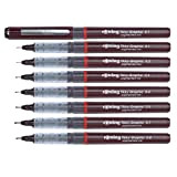 Rotring Tikky Graphic - Pennarello per disegno tecnico, punta in fibra, inchiostro nero, set da 7 penne da 0,1/0,2/0,3/0,4/0,5/0,7/0,8 mm