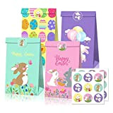 Sacchetto regalo pasquale con 12 sacchetti stampati per Pasqua con coniglietti, 12 sacchetti di carta e adesivi per regali di ...