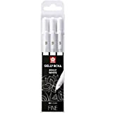 Sakura Gelly Roll Bright White, astuccio con 3 penne roller a inchiostro gel, colore bianco brillante, tratto fine 05