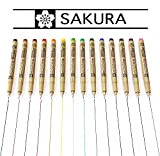 Sakura Pigma Micron Penne a punta fine 0,5 mm, con pigmenti colorati, set da 14