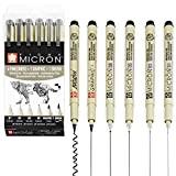 Sakura - Set di penne Pigma Micron, 4 Fineliner (01, 03, 05, 08), 1 Graphic e 1 Brush, confezione da ...