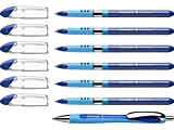 Schneider 151277 XB - Astuccio con 6 penne Slider e 1 Rave, confezione risparmio, colore: Blu