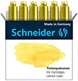 Schneider Cartucce d'Inchiostro per Penna Stilografica Colori Pastello Confezione da 6, Giallo (Lemon Cake), Formato Standard