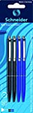 Schneider - Penna a sfera K 15, meccanica, M, confezione da 4, 2 nere e 2 blu