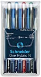 Schneider – Penna roller One Hybrid N 05, needlespitze ibrida, 0,5 mm, colori assortiti, astuccio da 4 pezzi