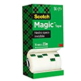 Scotch Magic Tape Nastro Adesivo Trasparente - 14 Rotoli - 19mm x 33m - Nastro Trasparente Opaco e Scrivibile Ideale ...