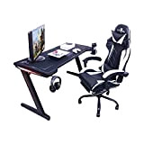 Scrivania Gaming 140 x 60 cm, Gaming Desk, Tavolo per Computer Console PS5, Xbox Series, Gambe in Acciaio, RGB LED, ...
