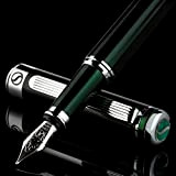 Scriveiner Penna stilografica British Racing Green - Splendida penna stilo con finitura cromata, pennino Schmidt (medio), lacca verde