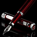Scriveiner Penna stilografica Deep Crimson Red - Splendida penna stilo con finitura cromata, pennino Schmidt (medio), lacca rossa