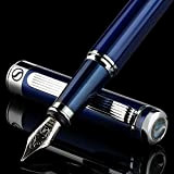 Scriveiner Penna stilografica Midnight Blue - Splendida penna stilo con finitura cromata, pennino Schmidt (medio), lacca blu