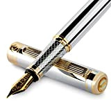 Scriveiner Penna stilografica qualità premium - Penna stilografica mozzafiato con finitura in oro 24 carati, pennino dorato Schmidt 18 carati ...