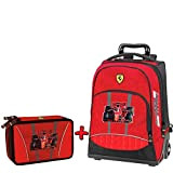 Scuderia Ferrari Schoolpack - Zaino Trolley + Astuccio 3 Zip Completo Di Cancelleria - Collezione Scuola 2019-20