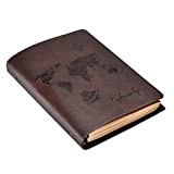 SEEALLDE Notebook B6 con Pagine Bianche Diario in Pelle"Mappa del Mondo Vintage Diario Notepad