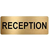 Segnale di reception, in alluminio dorato spazzolato, con segnalazione di sicurezza per porta, ufficio, negozio, magazzino, scuola