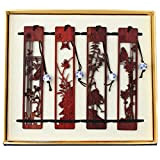Segnalibri di sandalo rosso 4 pezzi Set di artigianato intagliato a mano con confezione regalo Migliore per il regalo di ...