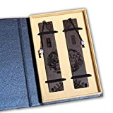 Segnalibri in legno naturale - set da regalo con 2 segnalibri, segnalibro con pendente in porcellana bianca e blu ， ...