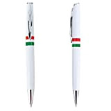 Set di 10 penne bianche con bandiera italiana - sistema girevole.