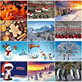Set di 12 biglietti di Natale in 12 motivi, un mix colorato di biglietti nostalgici, paesaggi invernali e divertenti cartoline ...
