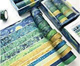 Set di 12 rotoli di nastro washi, nastro adesivo blu Trace Van Gogh's Impression Pattern, scrapbooking, diario, decorazione fai da ...