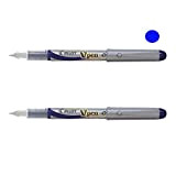 Set di 2 penne usa e getta Pilot V-Pen Silver inchiostro liquido di colore blu