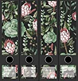 Set di 4 etichette decorative per raccoglitori a forma di pianta grassa, con motivo floreale, 2205