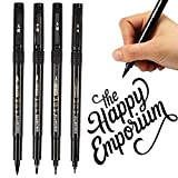 Set di 4 penne con punta a pennello per calligrafia, 4 diverse misure, colore nero, ideali per principianti, adatte per ...