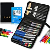 Set di matite da disegno e blocco per schizzi, 72 pezzi, set per schizzi con matite colorate per artisti, kit ...