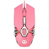 Set di Mouse Luminous Wired Mechanical Gaming Girl Accessori per Computer Carini Luci Colorate Versione Audio Pink Send Pink KT ...