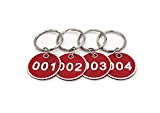 Set di targhette portachiavi numerate in lega di alluminio, con numero identificativo, 50 pezzi, Red, 1 to 50