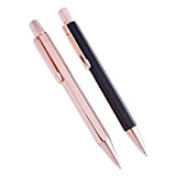 Set regalo di penne a sfera, raffinato, colore nero e oro rosa, penne con inchiostro nero fluido, set di belle ...