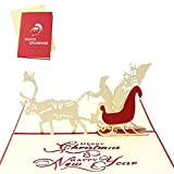 Sethexy 3D Cartoline natalizie Apparire Babbo Natale Santa Elk Biglietti d'auguri con buste Romantico Regali di buon Natale per la ...