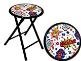 Sgabello sedia in metallo comics pieghevole multicolore arredamento Diametro 31x46hcm