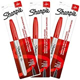 Sharpie pennarelli indelebili, punta fine, inchiostro rosso, confezione da 3 (30102)