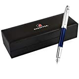 Sheaffer Penna stilografica cromata spazzolata, con fusto blu e cromato, penna singola in confezione regalo