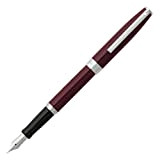 Sheaffer - Penna stilografica Sagaris, pennino misura media, elementi cromati, rosso scuro lucido