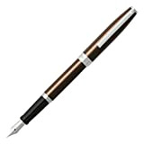 Sheaffer Sagaris - Penna stilografica con bordo cromato, pennino fine, marrone metallizzato