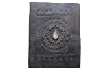 Shiva Handicraft - Diario per appuntamenti, fatto a mano, in pelle goffrata, colore: nero