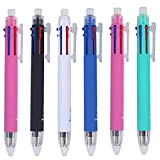 Shulaner Penna Multicolore con 0,5mm Portamine, Retrattili Penne Multicolore 5 Colori Inchiostro, 6 Pezzi
