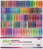 Shuttle Art set di penne gel, 260 colori, 220% inchiostro, 130 penne gel, 130 ricariche di inchiostro, glitter, neon, pastello, ...