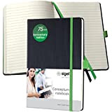 SIGEL CO665 Taccuino Conceptum (GB), edizione per l'anniversario, a quadretti, circa A5, nero, verde, hardcover, 194 S., certificazione PEFC