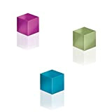 SIGEL GL727 Magneti Artverum, forma a cubo, turchese, pink, verde ch., 3 pz., per lavagne magnetiche di vetro
