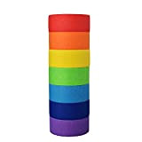 SIMON&ISAAC Nastro adesivo carta colorato arcobaleno etichett carta washi tape 7 rotoli x 13 m x 2,5 cm, per insegnanti, ...