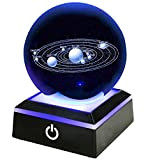 sistema solare a sfera di cristallo con interruttore tattile, 70 mm con sistema solare fermacarte modello cosmico con nome del ...